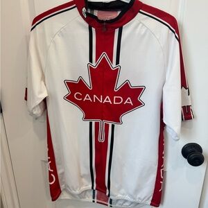Canada Red & White Cycling Jersey - Canada Maple Leaf